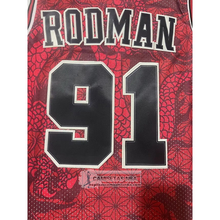 Camiseta Chicago Bulls Dennis Rodman NO 91 Asian Heritage Throwback 1997-98 Rojo